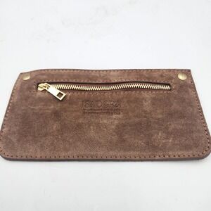 Isadora Italy Suede Leather Zippered Pouch Clutch Wallet Bag Brown Made in Italy